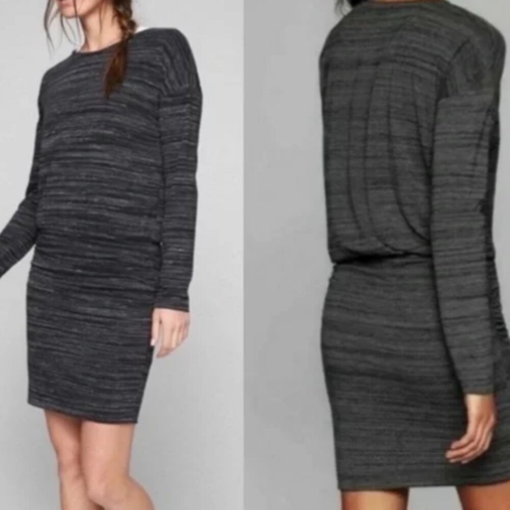 Athleta Avenues dress w/ ruched sides black/white sz L--SOLD OUT on Athleta site